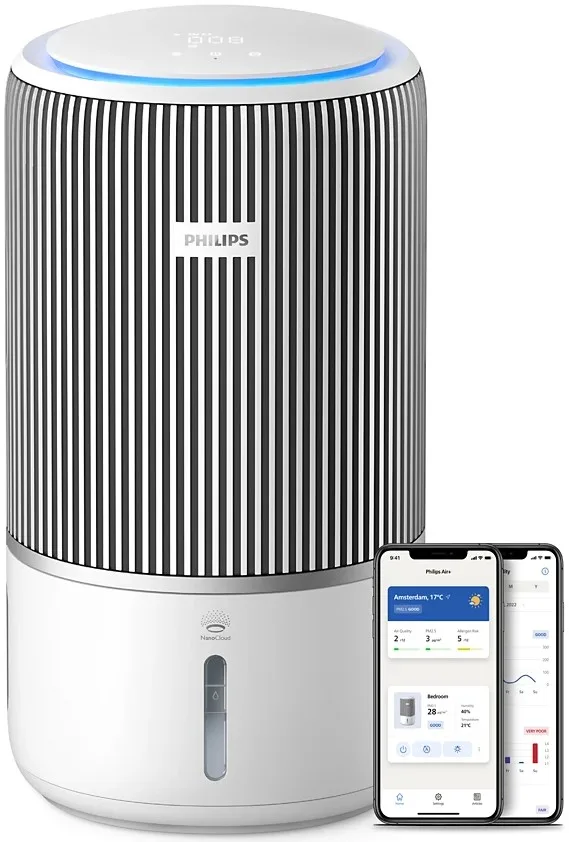 Очисник та зволожувач повітря Philips Series 3400 для приміщень до 78 м2, продуктивність 300 м3/год, з трьома фільтрами: HEPA та в
