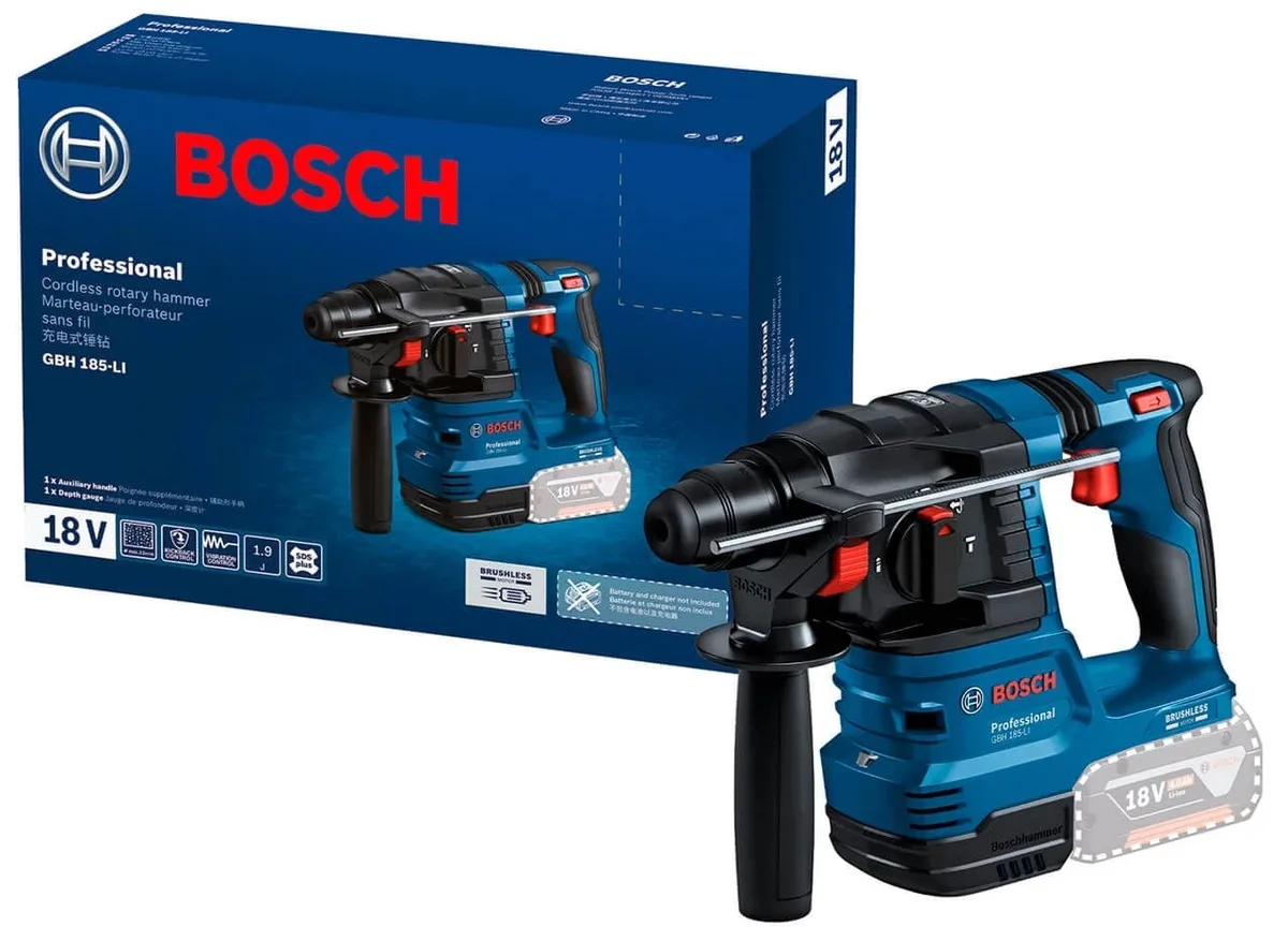 Акумуляторний перфоратор Bosch Professional GBH 185-LI SDS-Plus 18В 1.9Дж 2.3кг без батареї та аксесуарів.
