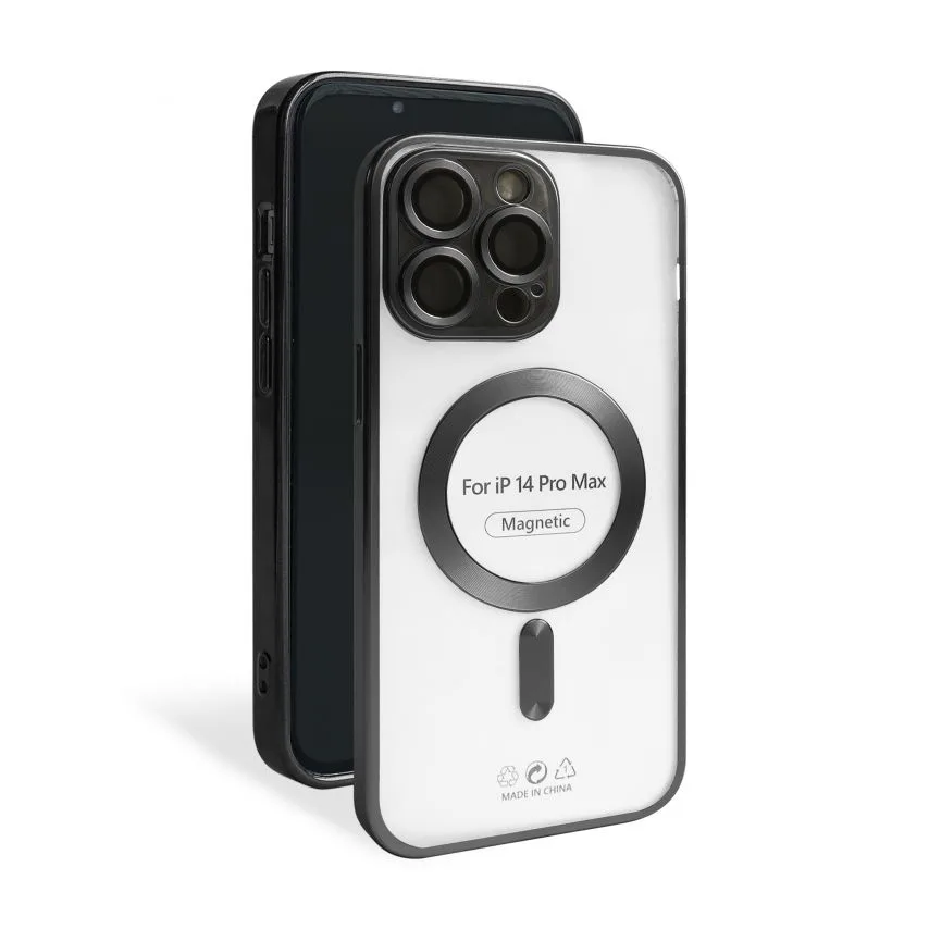 Чехол MagSafe для iPhone 14 Pro Max матовый черный силикон пластик
