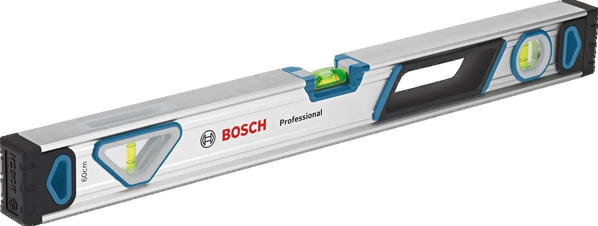 Рівень Bosch Professional 60 см, 3 бульбашки, алюмінієвий корпус, зручні ручки.