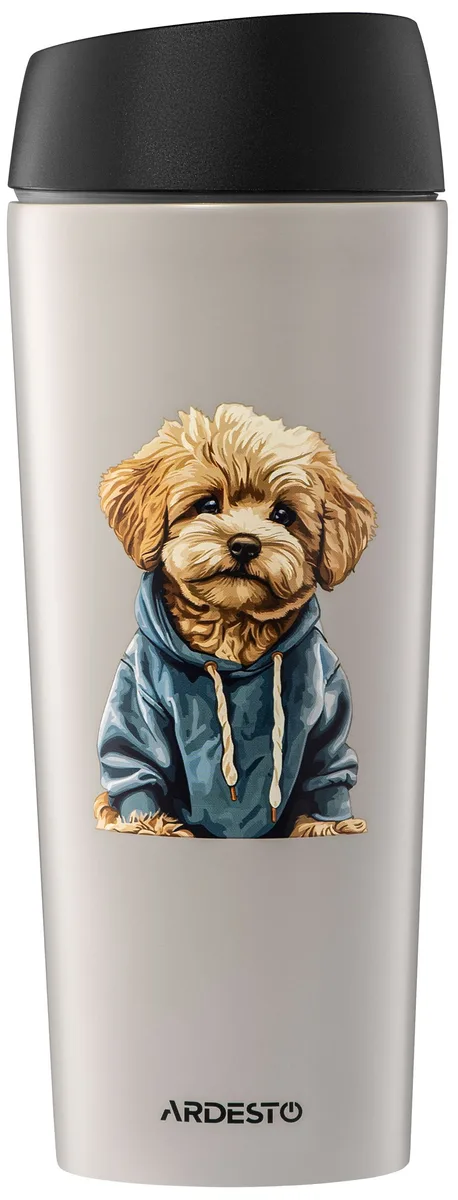 Термокухоль ARDESTO Coffee Time Maltipoo 450 мл, з нержавіючої сталі, бежевого кольору.