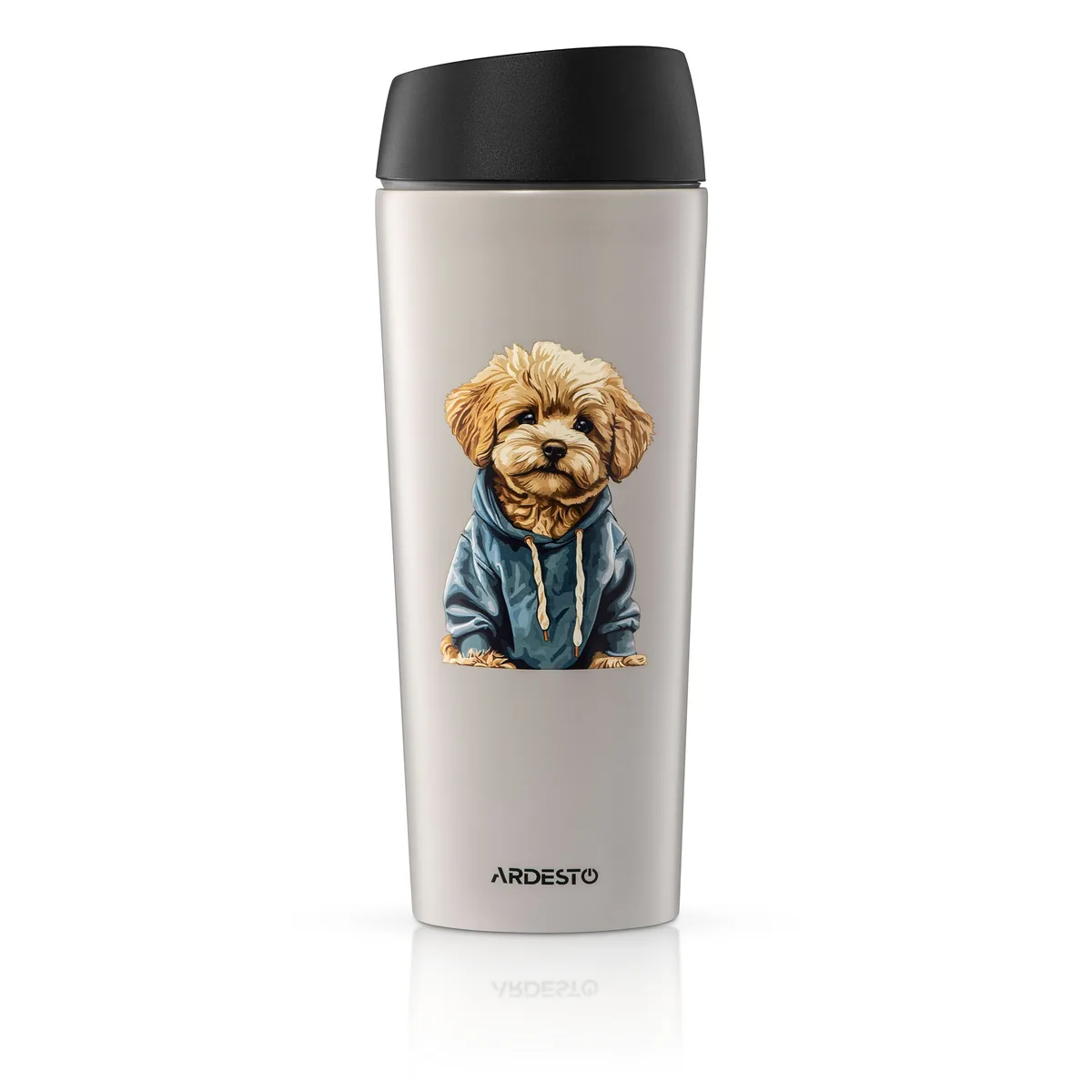 Термокухоль ARDESTO Coffee Time Maltipoo 450 мл, з нержавіючої сталі, бежевого кольору.