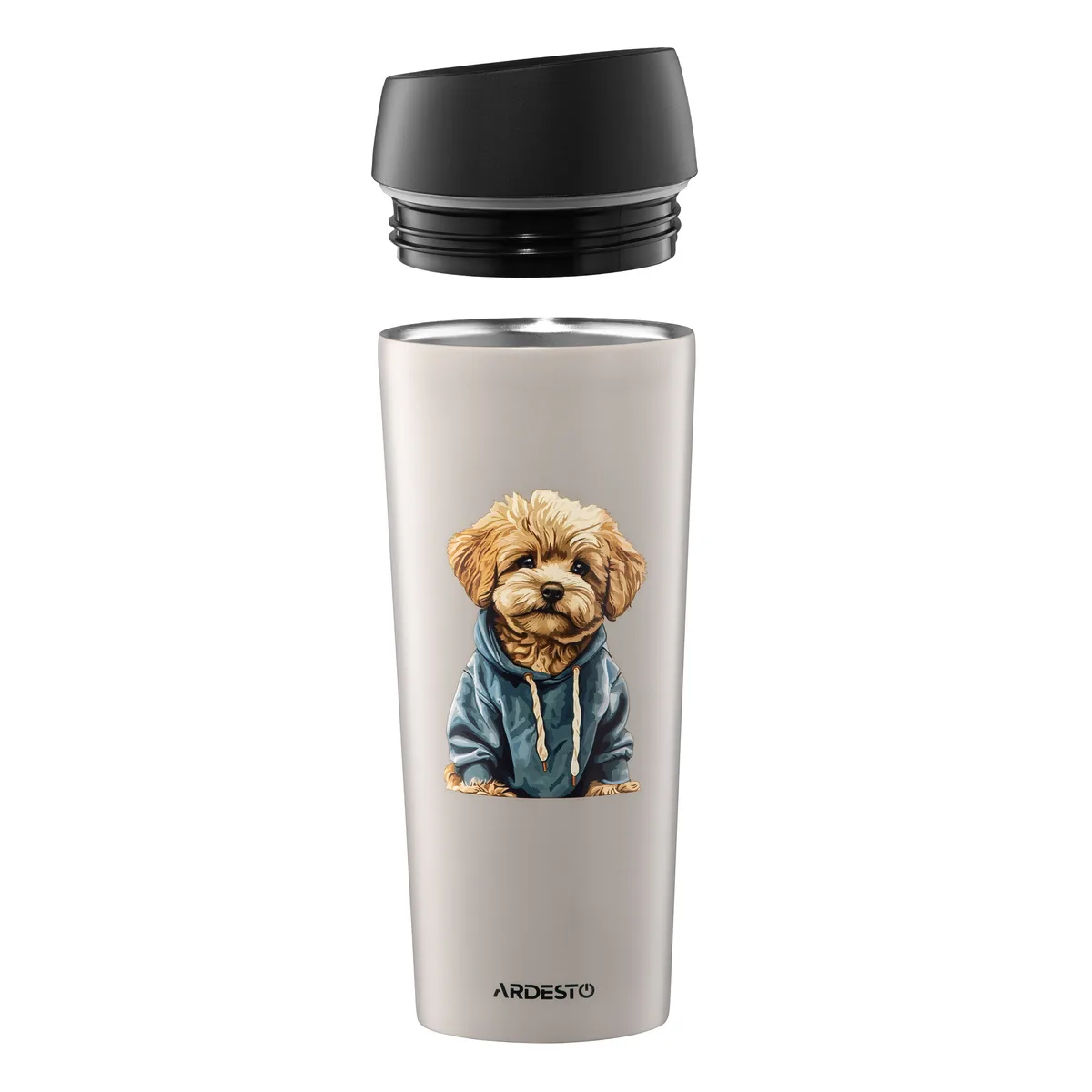 Термокухоль ARDESTO Coffee Time Maltipoo 450 мл, з нержавіючої сталі, бежевого кольору.