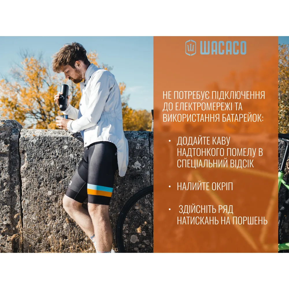 Портативна еспресо кавоварка Wacaco нержавіюча сталь 175х60х70 мм чорна