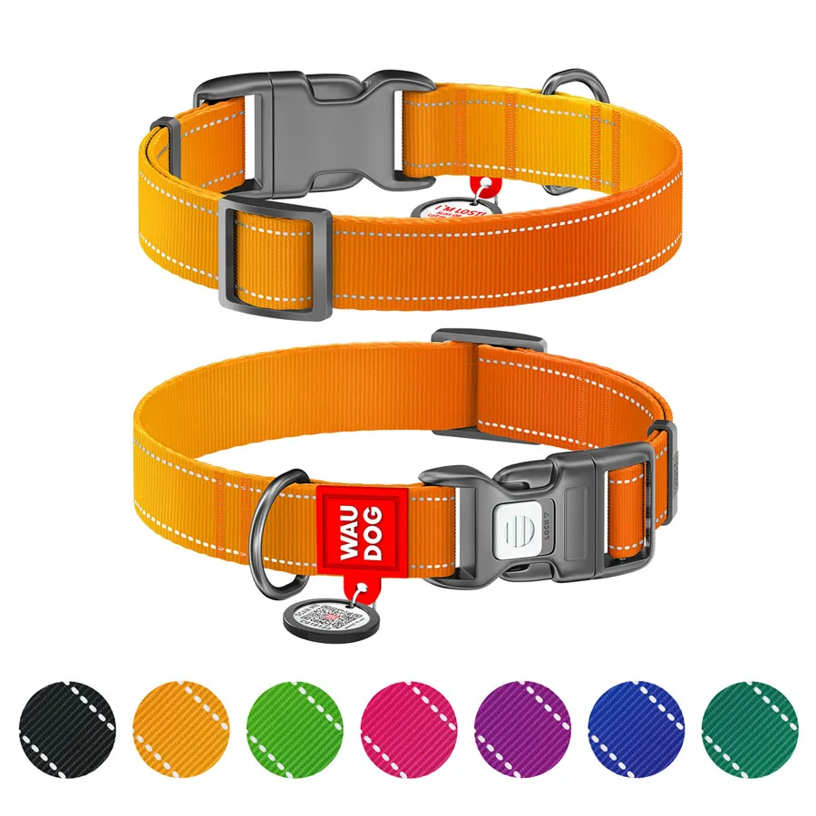 Нашийник WAUDOG Nylon Mono світловідбивний 25 мм 37-58 см нейлоновий помаранчевий