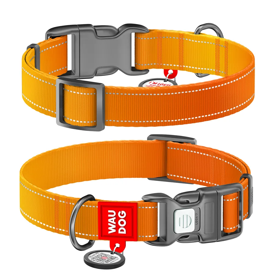 Нашийник WAUDOG Nylon Mono світловідбивний 25 мм 37-58 см нейлоновий помаранчевий