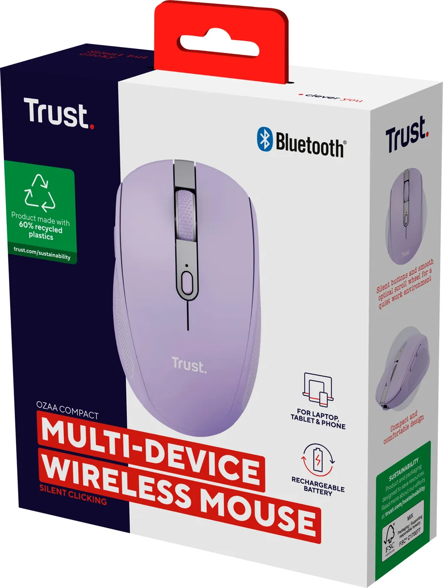 Миша Trust Ozaa Compact Multi-Device, WL/BT, фіолетовий