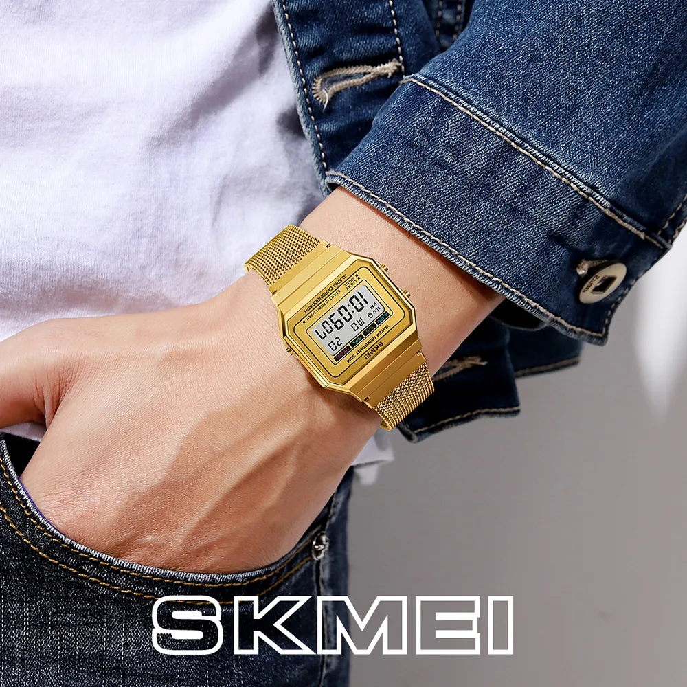 Часы Skmei металл 37х34 мм золотистые нержавеющая сталь