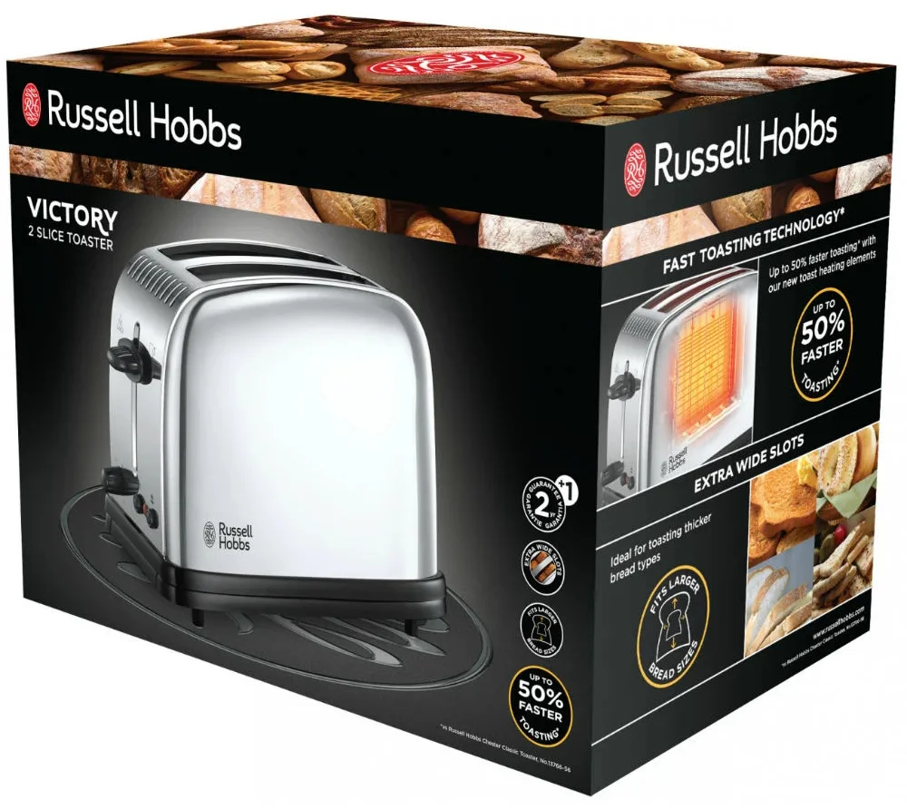 Тостер Russell Hobbs Метал 2 слайси Сірий 1600 Вт 6 режимів обсмажування