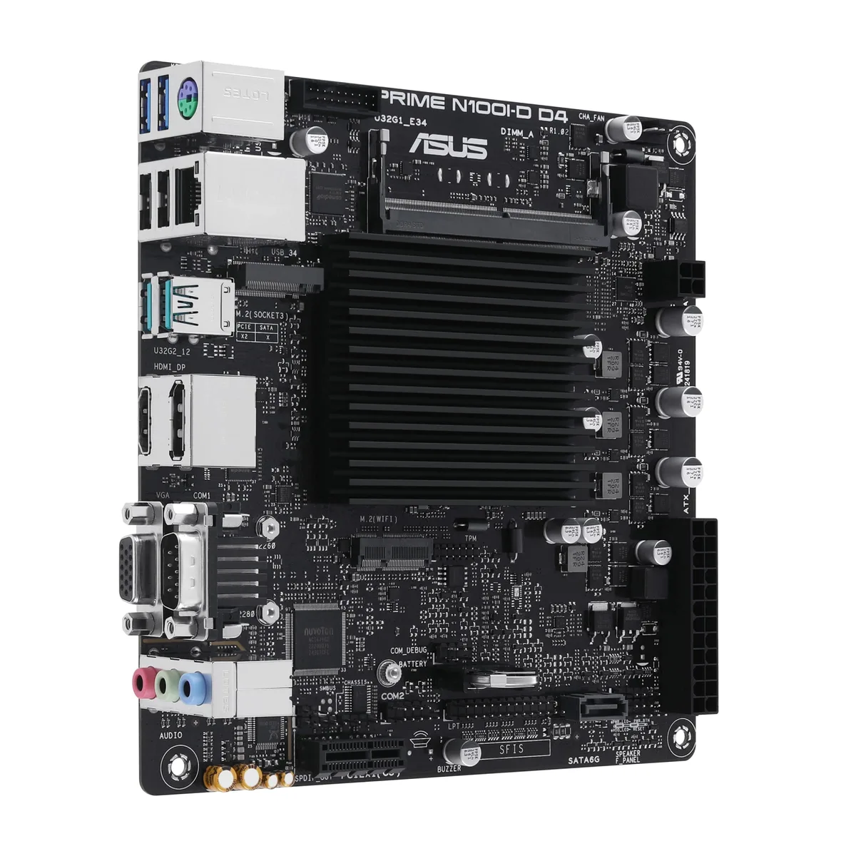 Материнская плата ASUS PRIME N100I-D D4-CSM, процессор Intel N100 Quad-Core 2.0GHz, 1xDDR4 SO-DIMM, D-Sub, HDMI, DP, форм-фактор mITX.