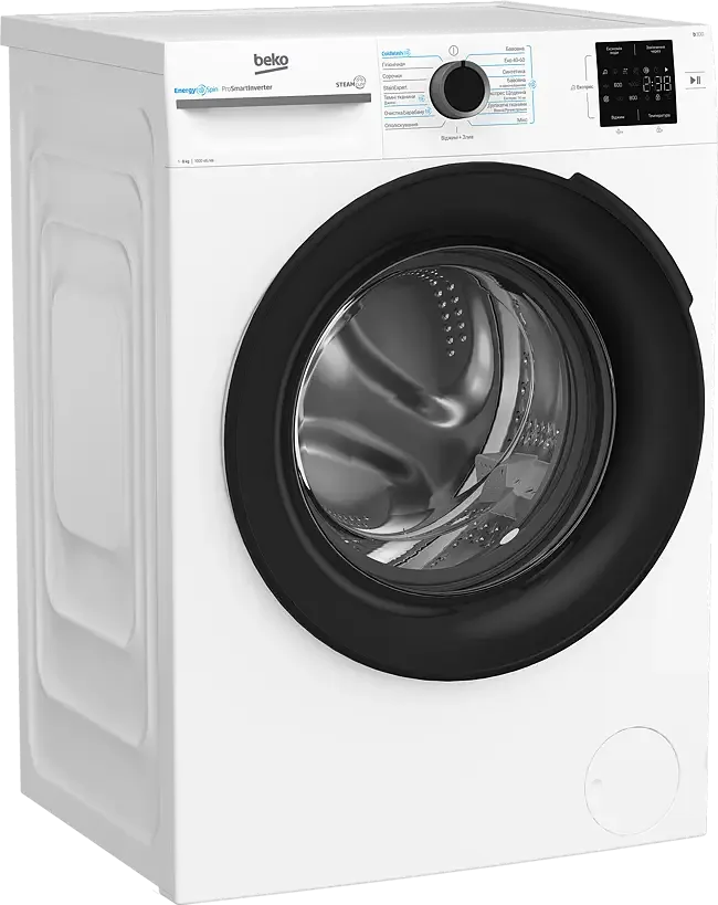 Пральна машина Beko фронтального завантаження, 8 кг, 1000 об/хв, клас енергоспоживання A, ширина 55 см, з дисплеєм, інверторним дв