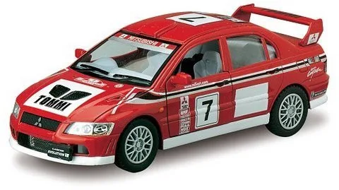 Инерционная машинка MITSUBISHI LANCER EVOLUTION VII металлическая 16x8x7 см разноцветная
