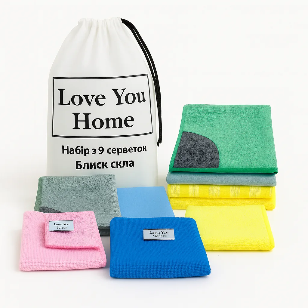 Набір серветок для прибирання LoveYouHome мікрофібра 30х30 см сірі 9 шт