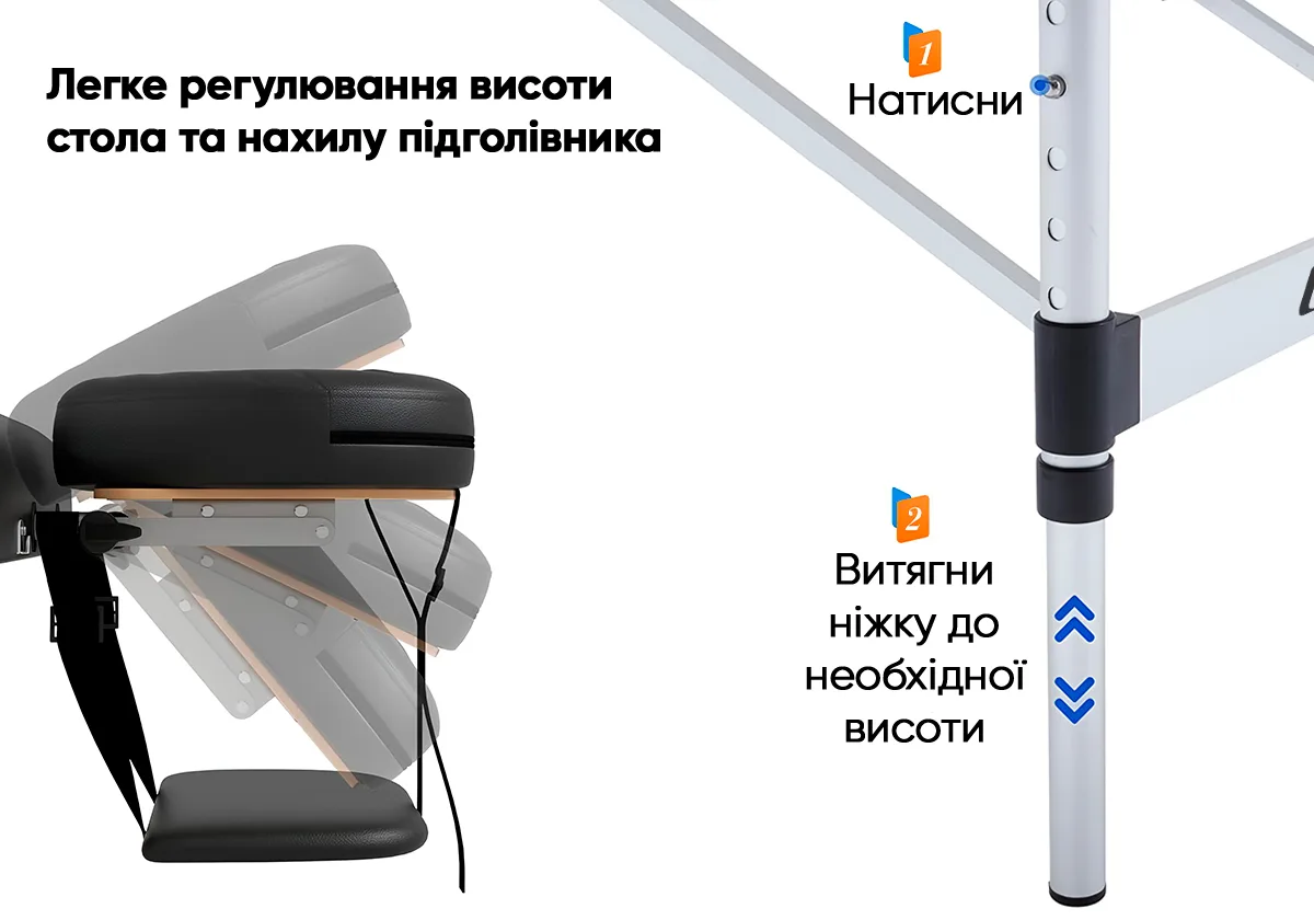 Масажний стіл EasyFit PU шкіра 214х70 см чорний