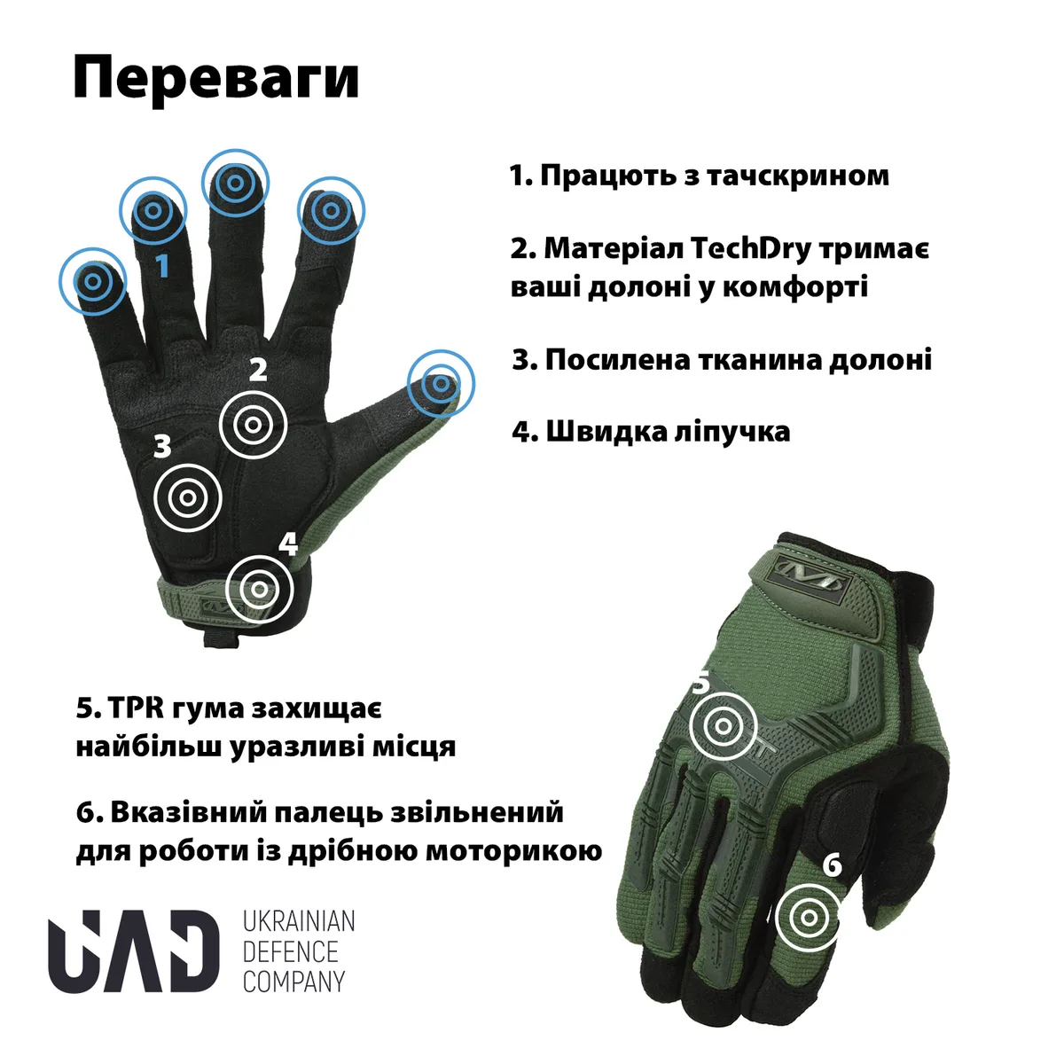 Рукавички тактичні UAD сенсорні XL Олива