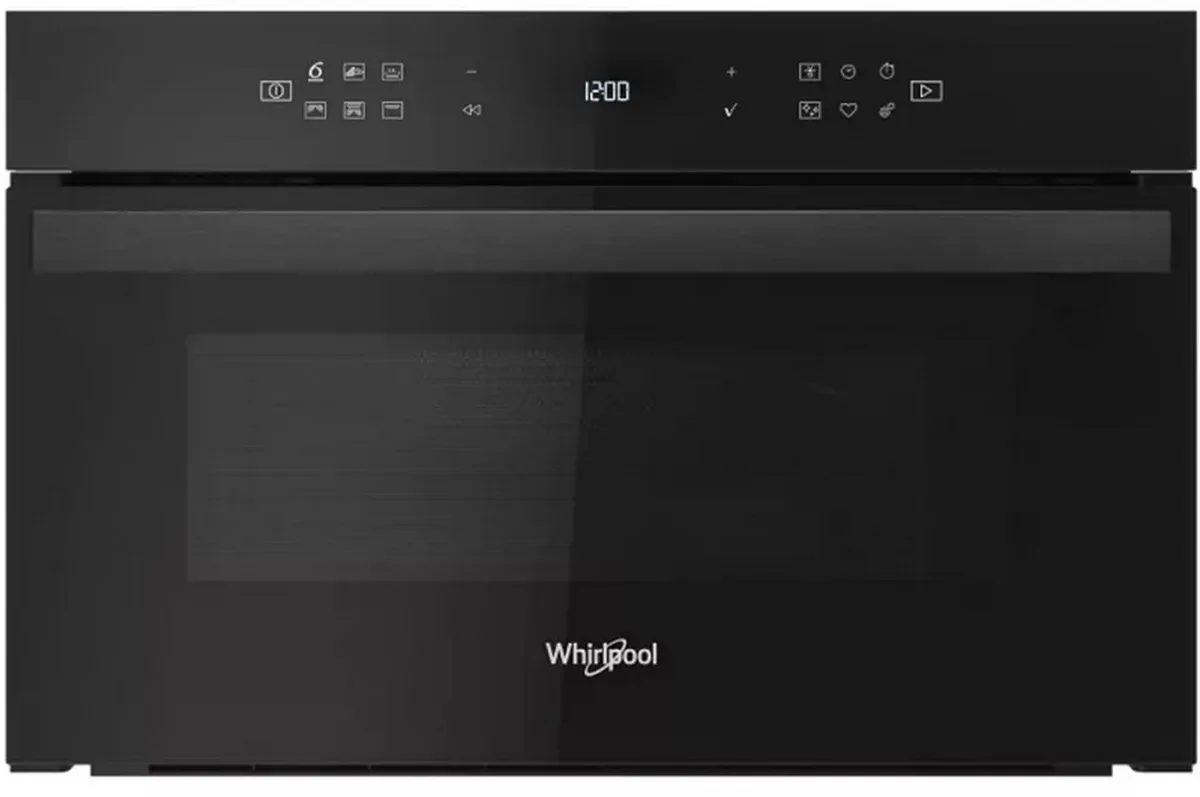 Вбудована мікрохвильова піч Whirlpool, 31 л, електронне управління, 1000 Вт, гриль, дисплей, чорного кольору.