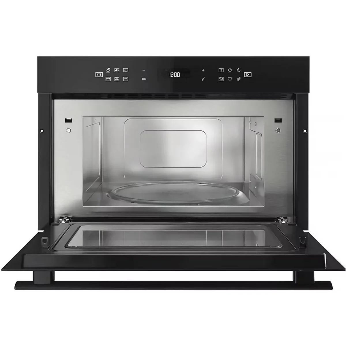 Вбудована мікрохвильова піч Whirlpool, 31 л, електронне управління, 1000 Вт, гриль, дисплей, чорного кольору.