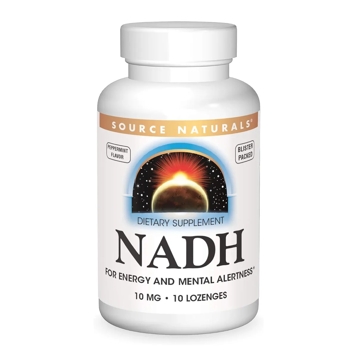 NADH 10 мг Peppermint пастилки 10 шт Source Naturals