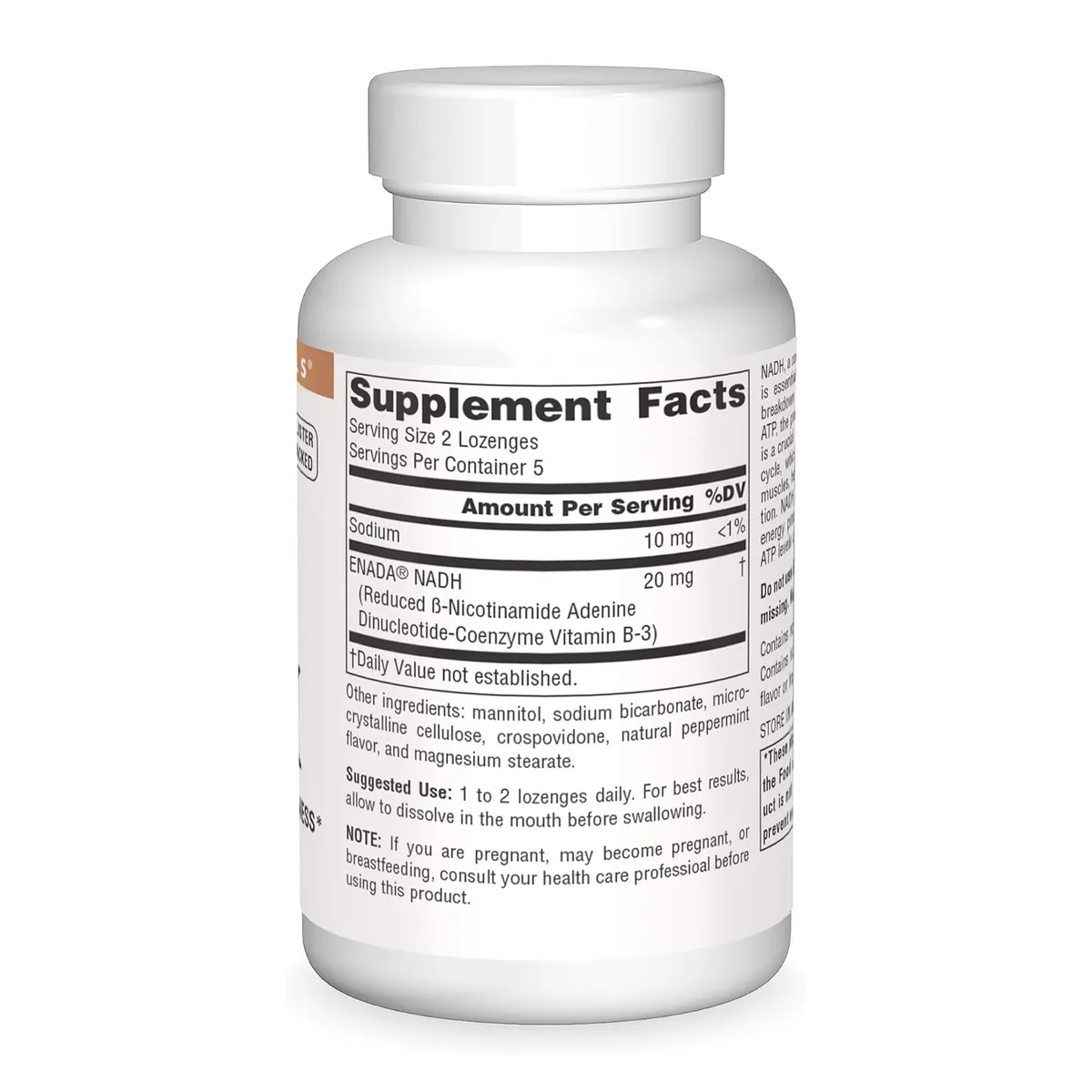 NADH 10 мг Peppermint пастилки 10 шт Source Naturals