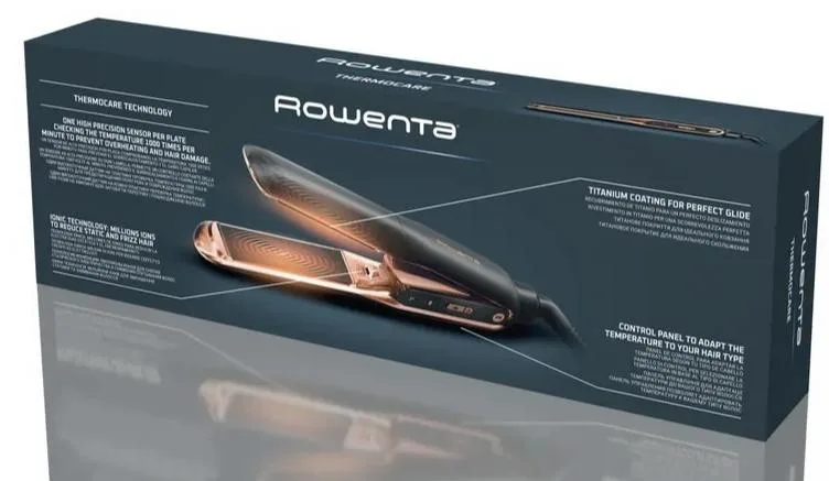 Випрямляч Rowenta Thermocare Ultimate Experience, 5 температурних режимів, 150-210°C, з дисплеєм, керамічним покриттям, чорного та