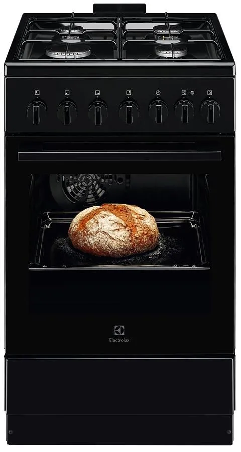 Комбінована плита Electrolux, 57 л, 50x60 см, з конвекцією, чорного кольору.