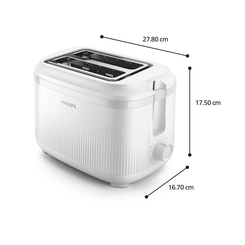 Тостер Philips 3000 Series 900Вт, пластиковий, функції підігріву та розморожування, білий.