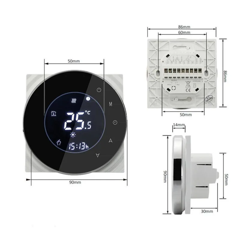 Провідний тижневий термостат WiFi BHT-6000-GALW сенсорний 220В ABS 0,188 кг