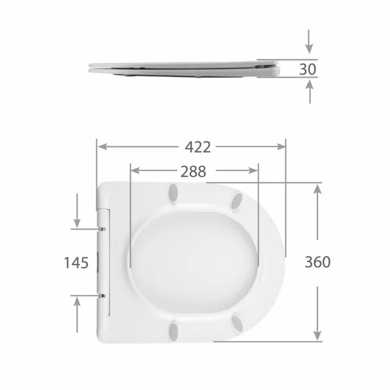 Сидіння для унітаза овальне з мікроліфтом Quick Release Duroplast 422x360x30 мм біле