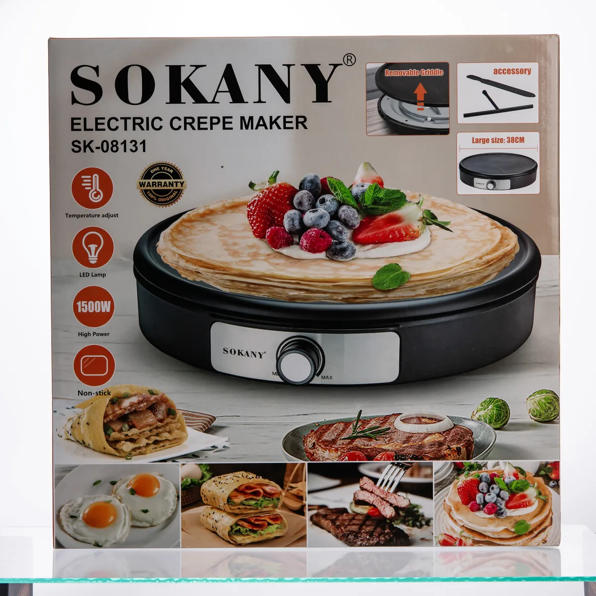 Электрическая блинница Sokany металл черный 37 см