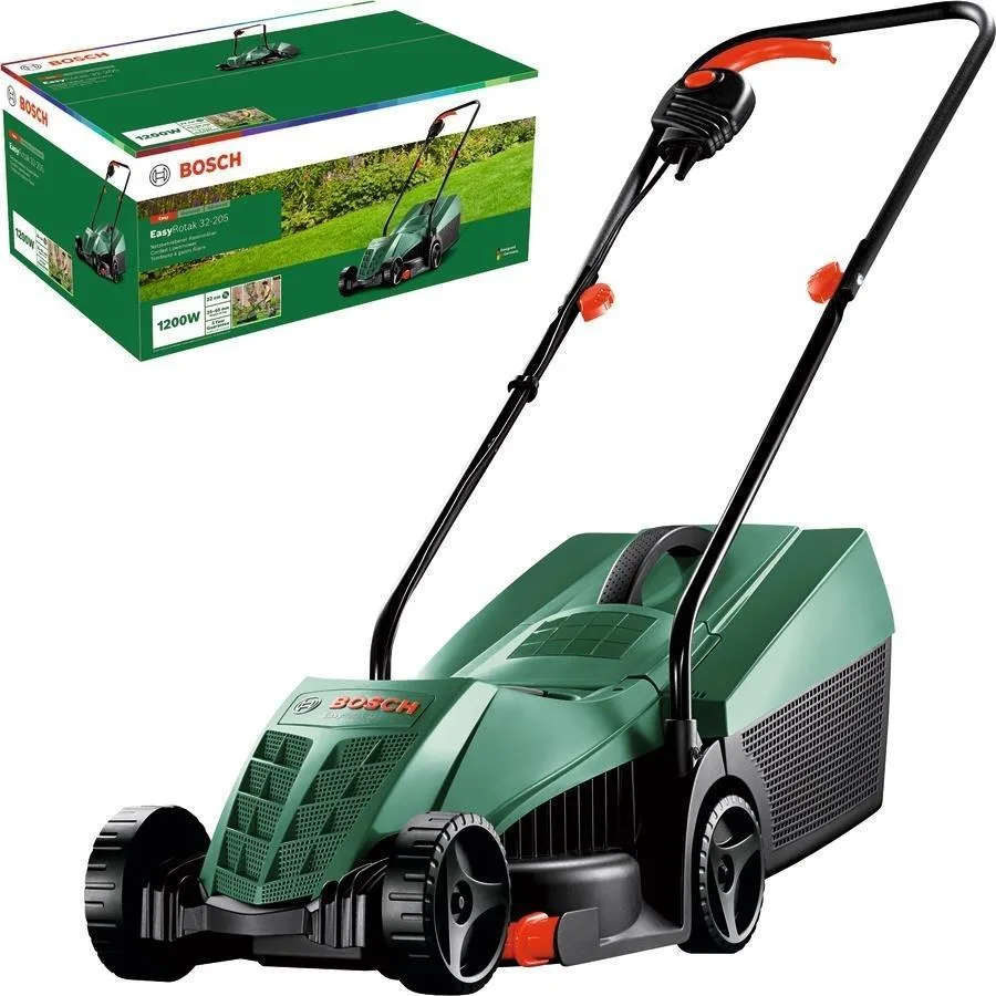 Газонокосарка електрична Bosch EasyRotak 32-205, потужність 1200 Вт, ширина скошування 32 см, об'єм травозбірника 31 л, висота ско