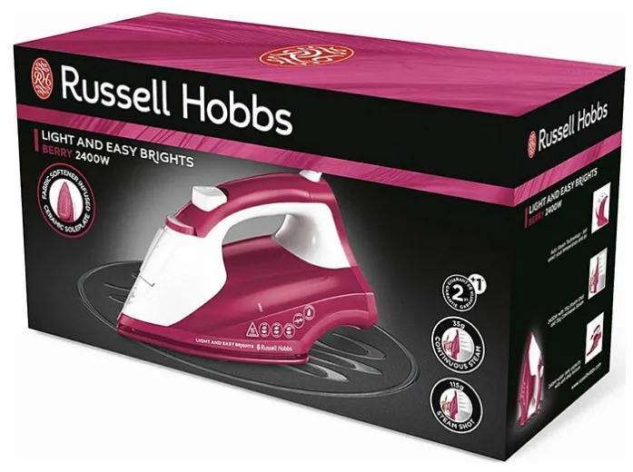 Праска з подачею пари Russell Hobbs керамічна 17х30х12 см рожева 2600 Вт