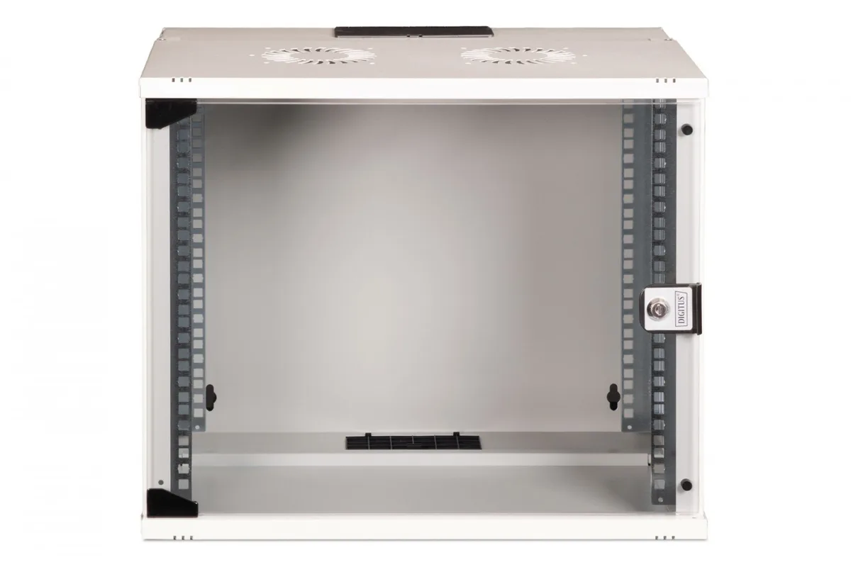 Шкаф DIGITUS 19", 9U, SOHO PRO, стеклянные двери, 540x400 мм, максимальная нагрузка 60 кг, серый.