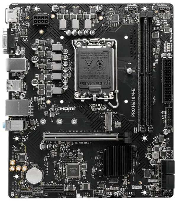 Материнcька плата MSI PRO H610M-E s1700 H610 2xDDR5 M.2 HDMI D-Sub mATX