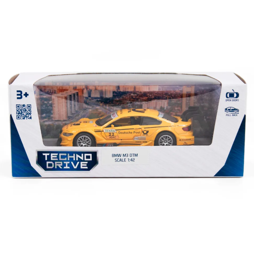 Детская автомодель TechnoDrive металлическая 1:18 жёлтая