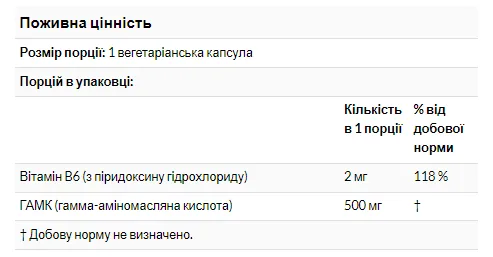 GABA 500mg 200 вегетарианских капсул Now Foods без ГМО