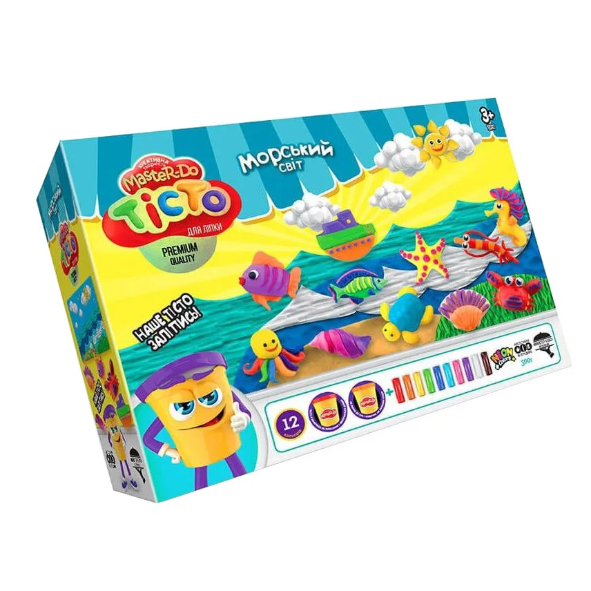 Набір для творчості Danko Toys тісто для ліплення 12 кольорів 26,5х7,5х19,5 см Морський світ