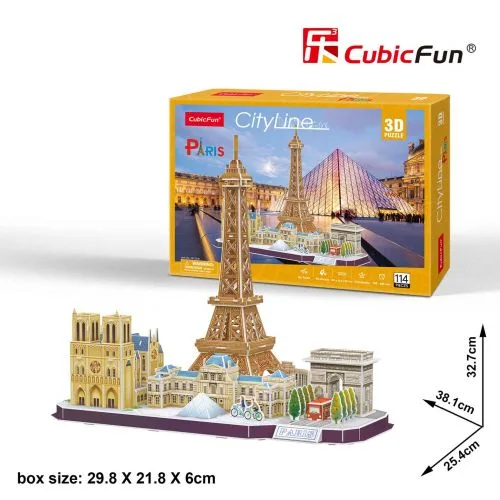 Тривимірна головоломка-конструктор City Line Paris CubicFun 3D пазл для дітей та дорослих.