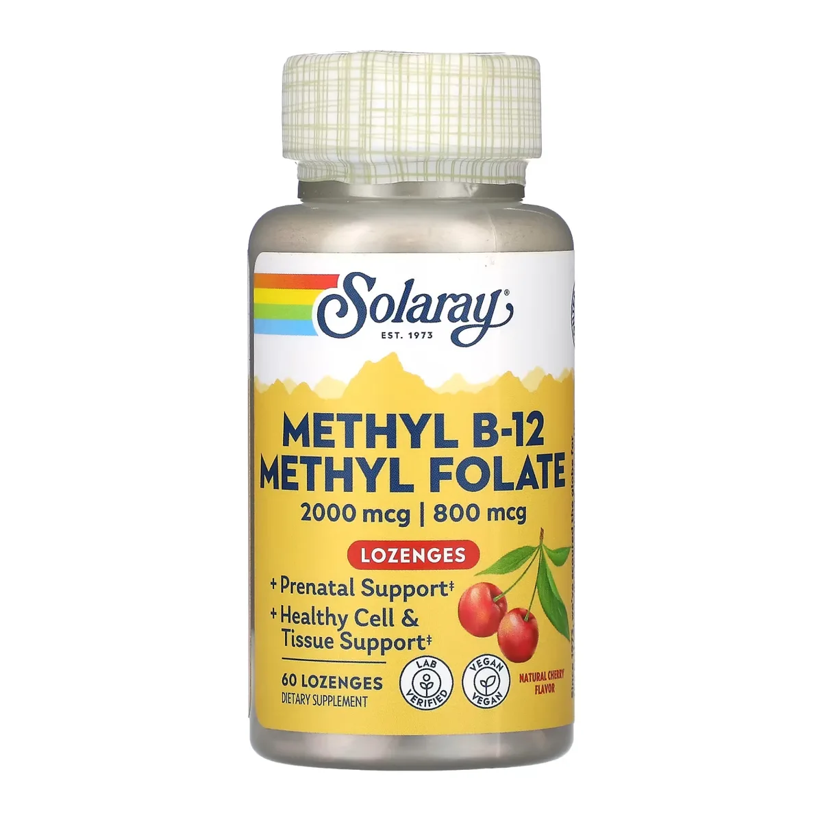 Метил B-12 та Метил Фолат 60 капсул Solaray Вітаміни групи В для здоров'я нервової системи