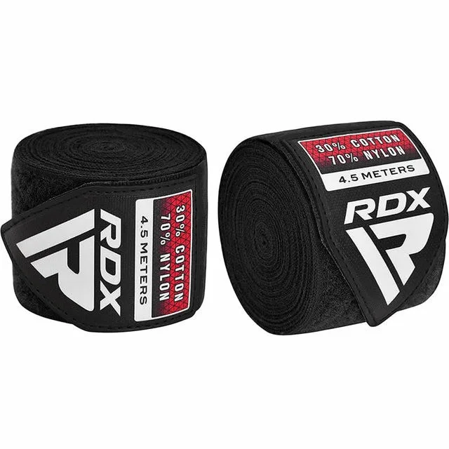 Бинти для боксу RDX Inc бавовна нейлон 4,5 м чорні