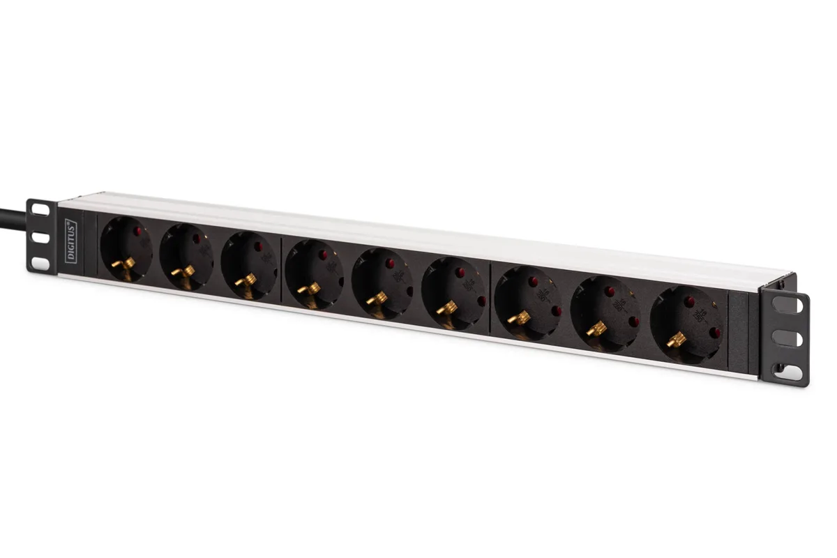 Пристрій розподілу електроживлення DIGITUS 1U, 9xSchuko, 16A, 250V, вилка C20