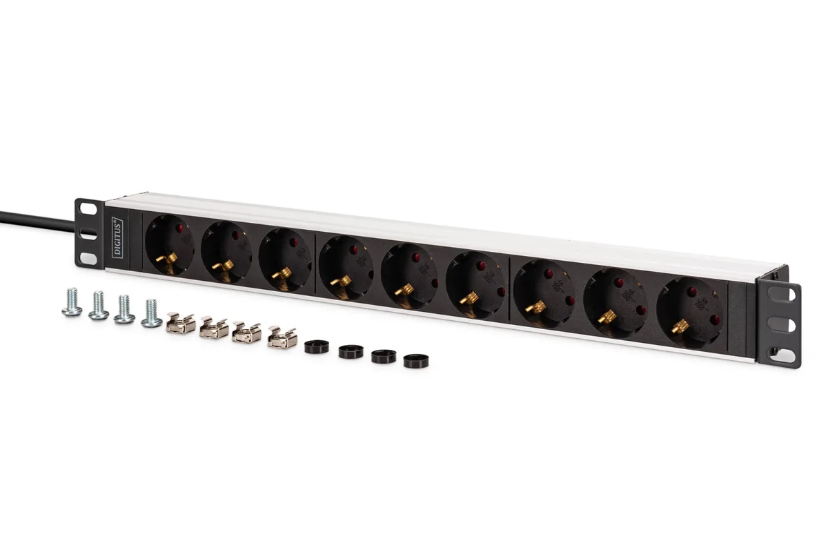 Пристрій розподілу електроживлення DIGITUS 1U, 9xSchuko, 16A, 250V, вилка C20