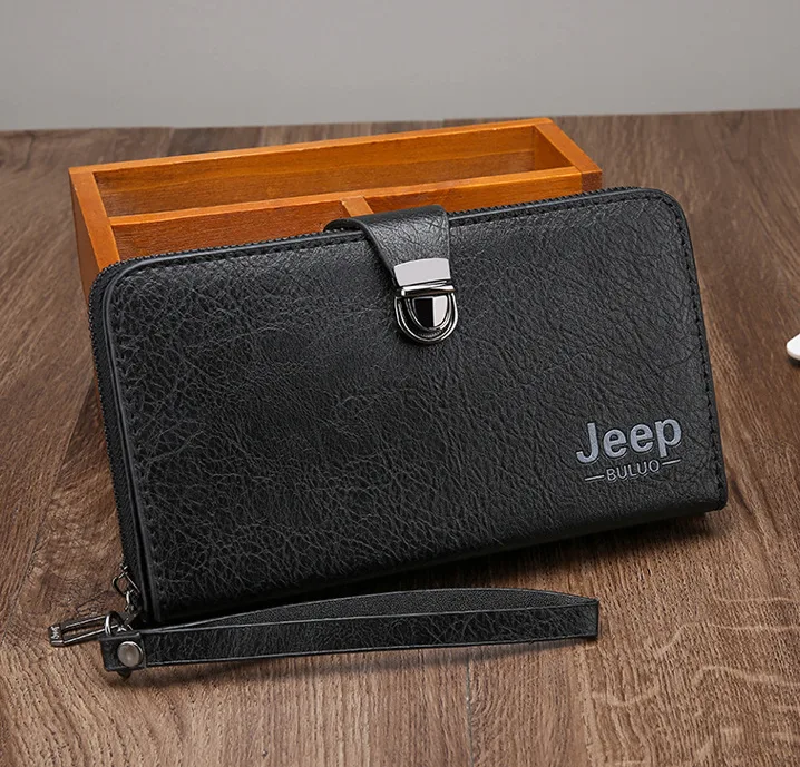 Чоловічий клатч барсетка Jeep екошкіра чорна 21x12x4 см