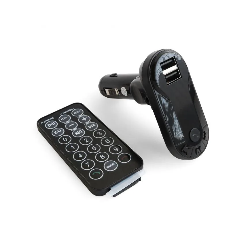 FM-трансмітер Bluetooth пластик чорний 4 порти 2 USB 2,1А