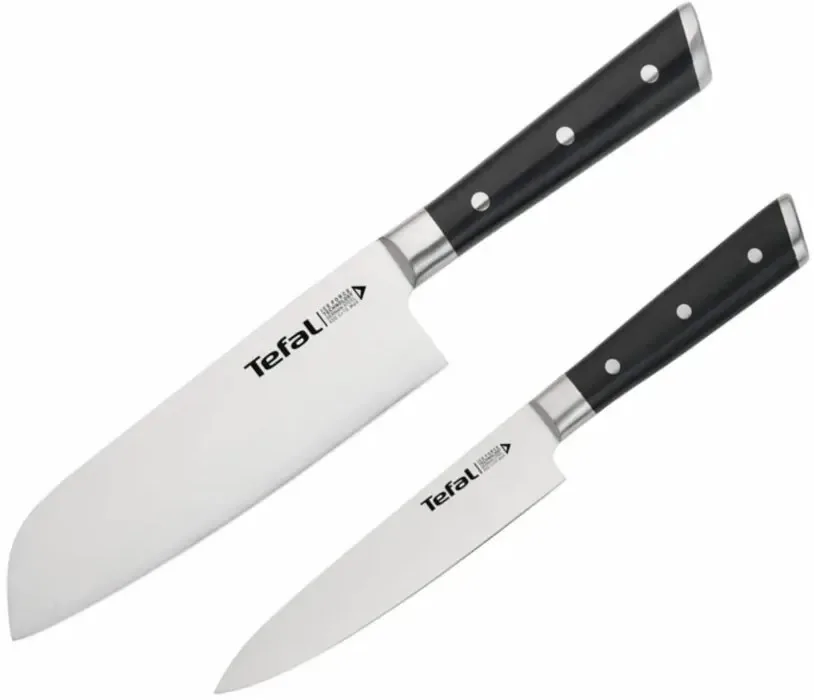 Набір кухонних ножів Tefal Ice Force, 2 предмети, з нержавіючої сталі, пластикові рукоятки, чорного кольору.