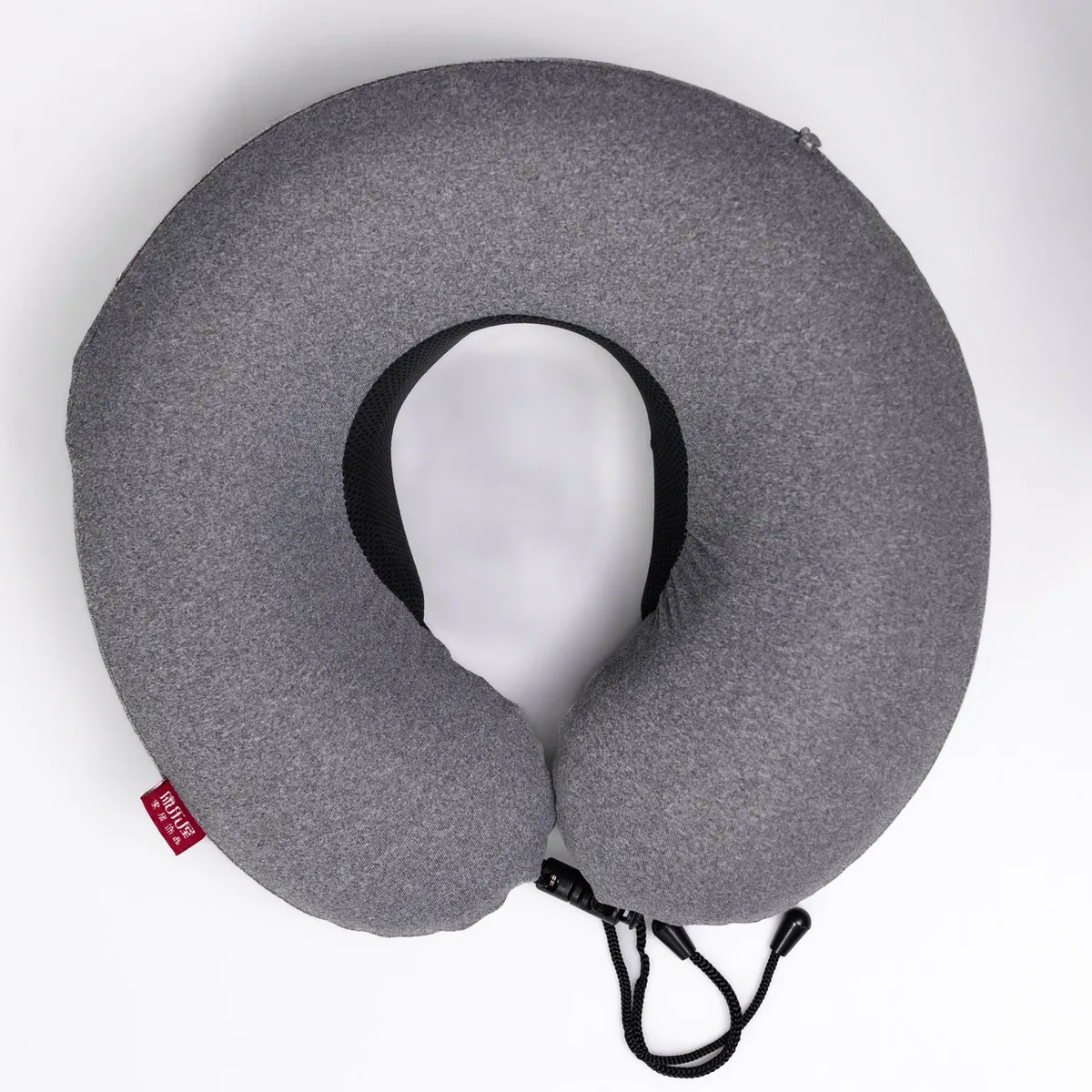 Подушка для шиї надувна гібридна Memory Foam 31х30х12 5 см сірий