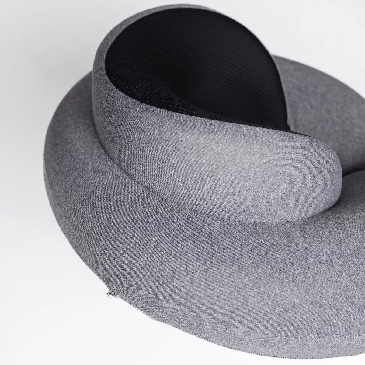 Подушка для шиї надувна гібридна Memory Foam 31х30х12 5 см сірий