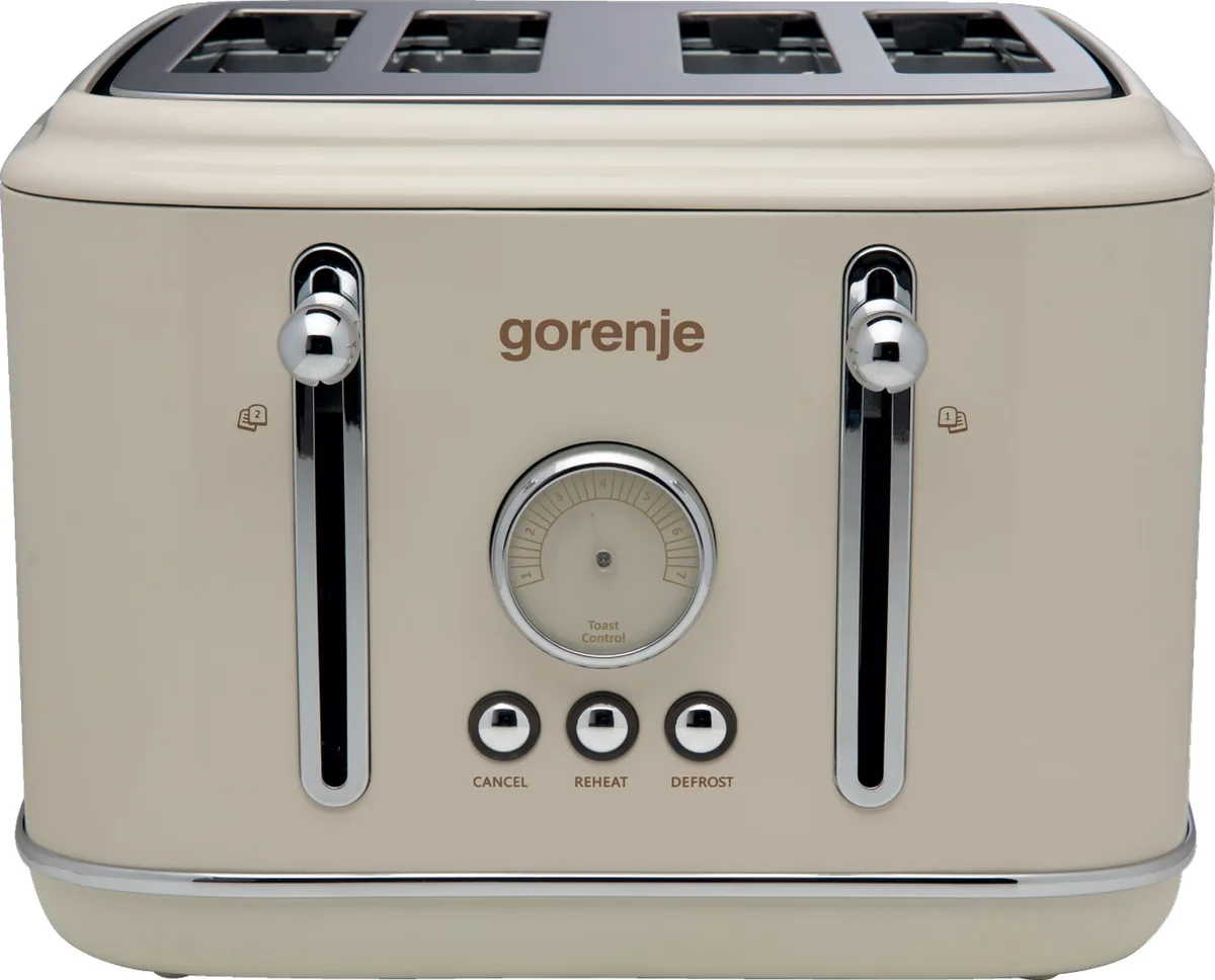 Тостер Gorenje 950 Вт пластик метал бежевий 4 відділення функція розморожування автовідключення