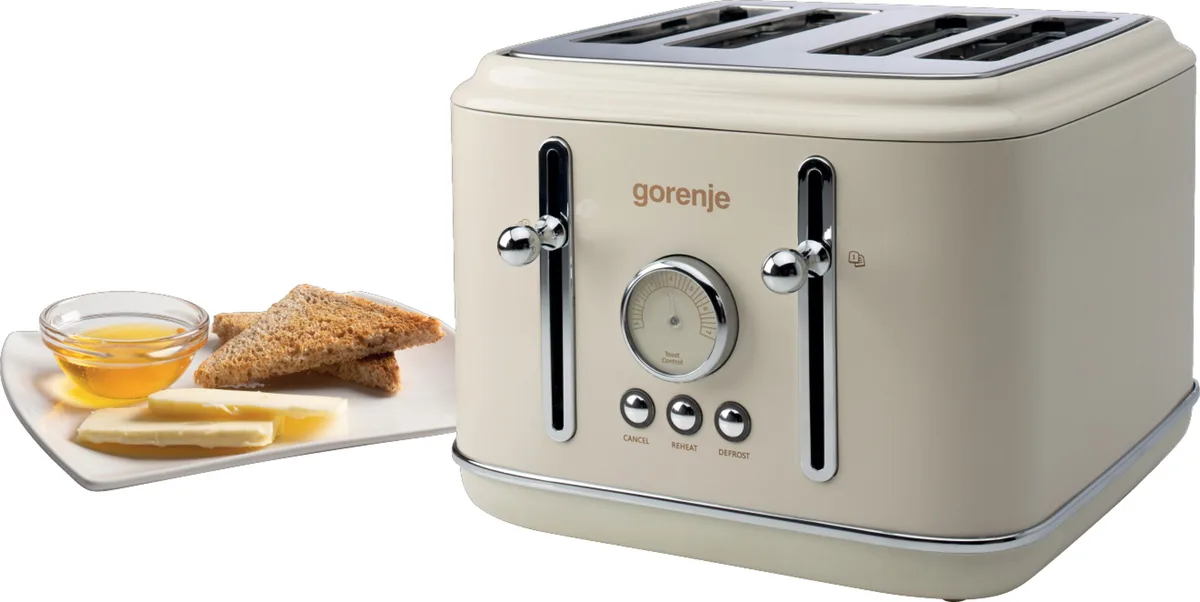 Тостер Gorenje 950 Вт пластик метал бежевий 4 відділення функція розморожування автовідключення