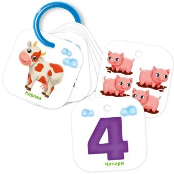 Развивающие карточки Vladi Toys Счет Ферма для детей 1-3 года
