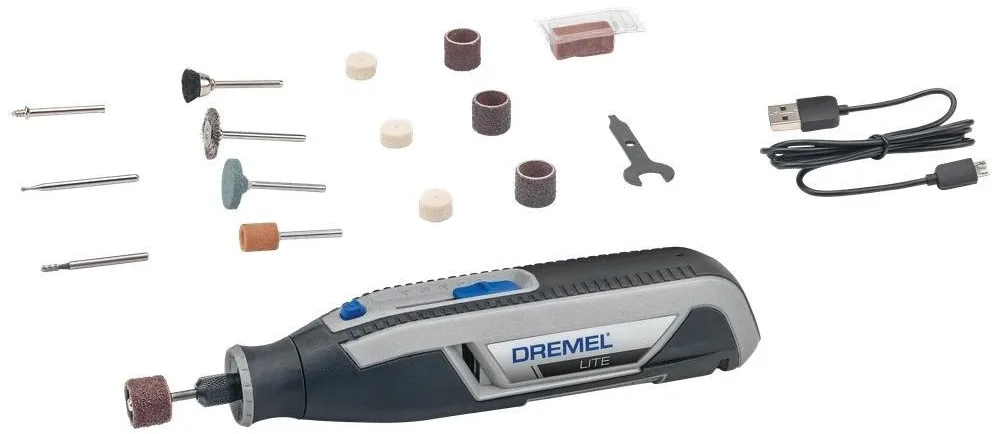 Акумуляторна шліфувально-гравірувальна машина Dremel Lite 7760-15 3.6В з 15 насадками, 8000-25000 об/хв, 1х2А·год.